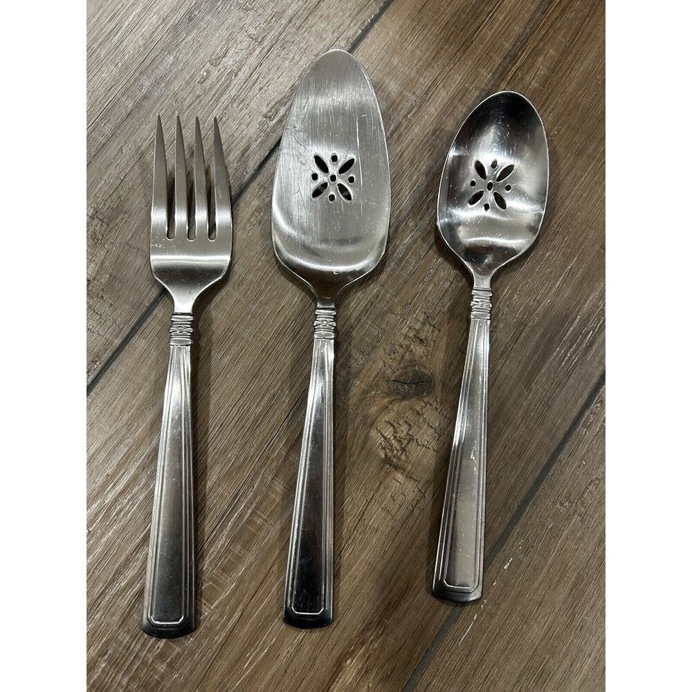 3 Longaberger Serving‎ Utensils Flatware Fork Spoon Cake Pie Slice STAINLESS USA